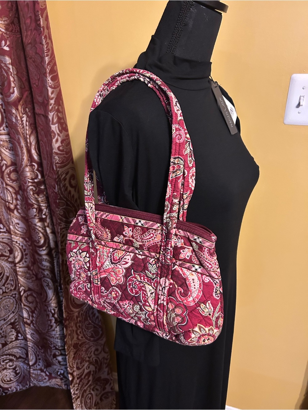 Vera Bradley Burgundy Plum Paisley Quilted Tote - Picture 9 of 10